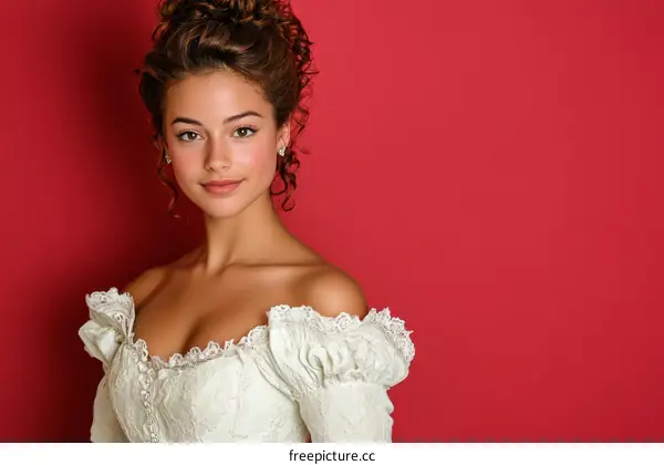 Elegant Woman in Vintage Style Dress