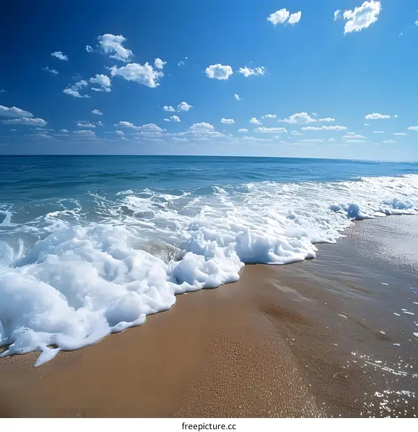 The sea is blue and the sky is blue