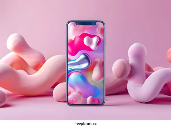 Pink Abstract Background with Smartphone