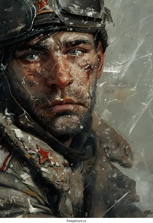 Portrait of a Soviet soldier during World War II