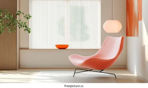 Modern Interior Design with a Peachy Lounge Chair