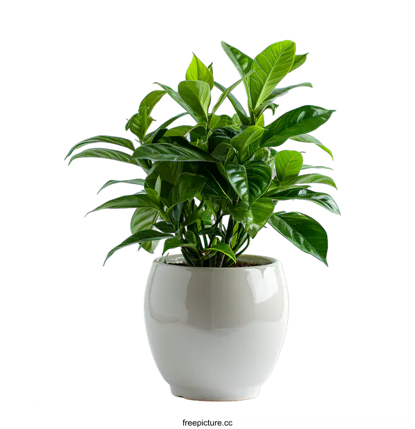 [Transparent Background PNG]Green Plant in White Pot on White Background