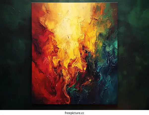 Abstract Painting with Colors Red Yellow and Green