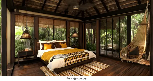 Tropical Rainforest Cabin Bedroom Interior Design