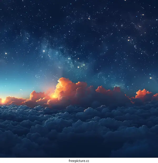 Starry Night Sky and Clouds