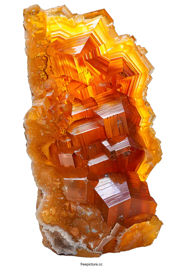 [Transparent Background PNG]Vivid orange wulfenite crystal specimen