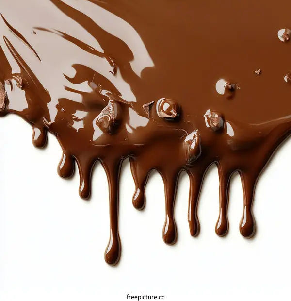 Melted Chocolate Drizzle Texture Close-up