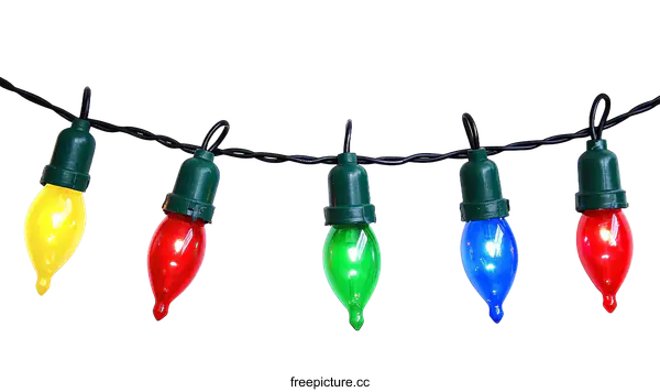 [Transparent Background PNG]Colorful Christmas Lights Garland
