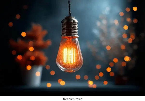 Vintage Edison Bulb in Dark Setting