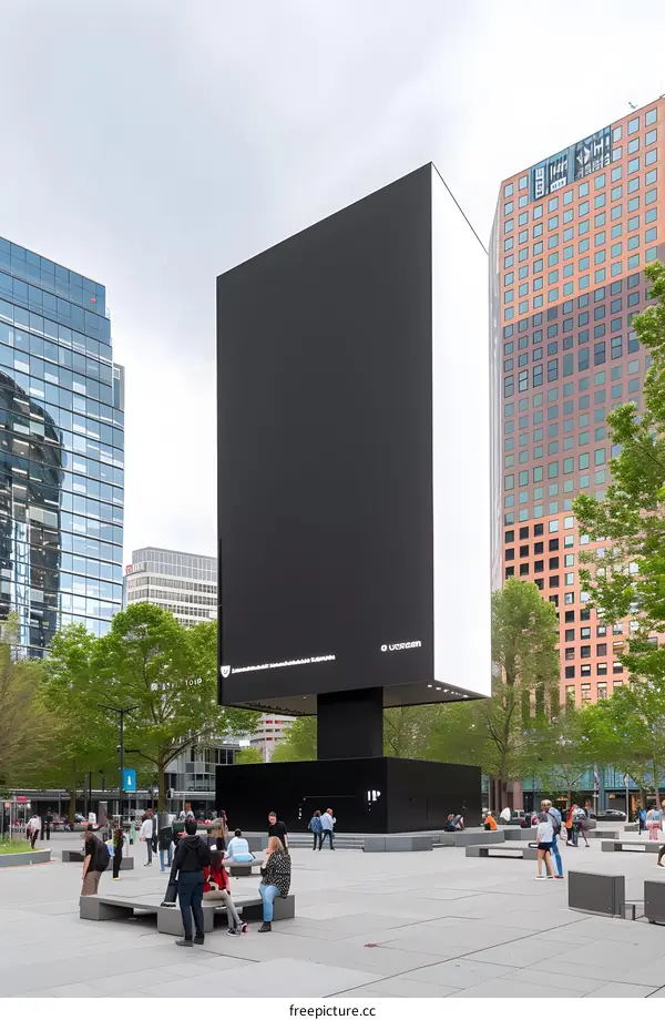 Large Black Screen Advertising Billboard in City Square