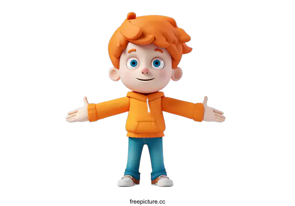 [Transparent Background PNG]3D cartoon character of a boy