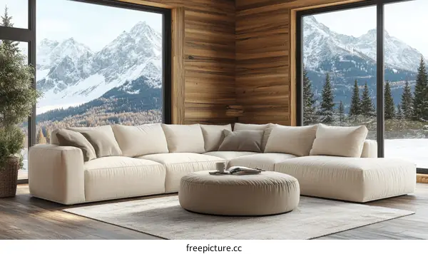 Modern Mountain View Living Room with Sectional Sofa