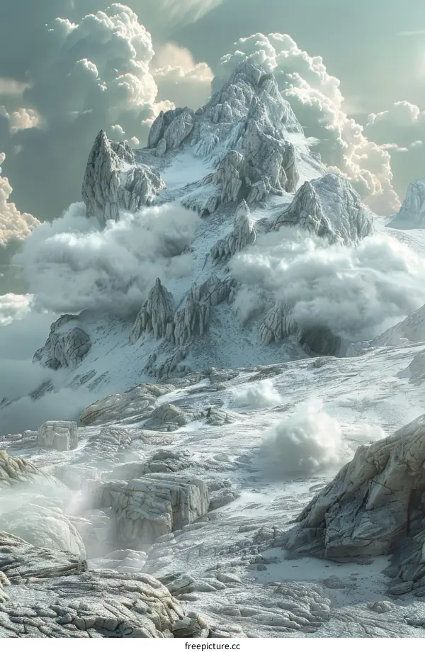 Majestic Mountain Peaks Bathed in Snow