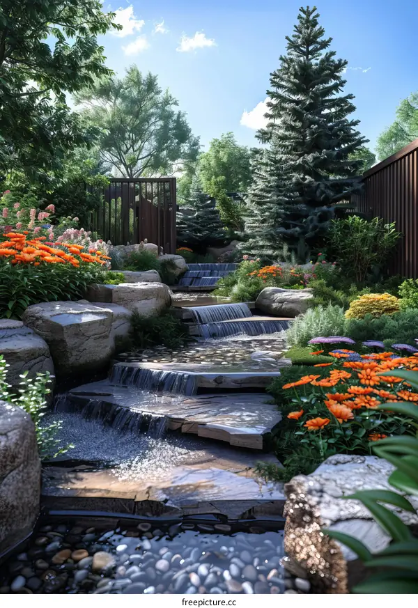 Beautiful Garden Waterfall Landscape Design