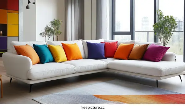 Modern Colorful Living Room Sofa with Cushions