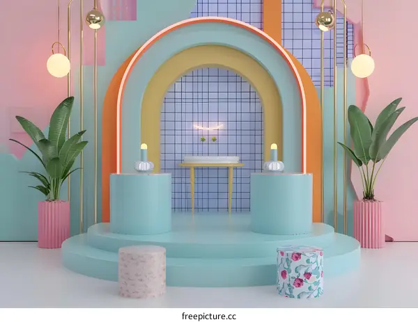 Abstract Colorful Arch Background for Product Display