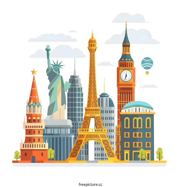 Famous Landmarks of the World Illustration