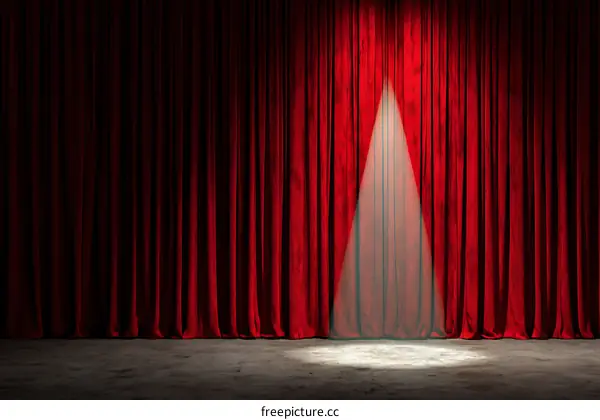 Red Stage Curtain with Spotlight