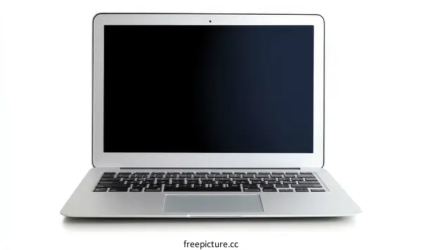 Modern Silver Laptop with Blank Screen
