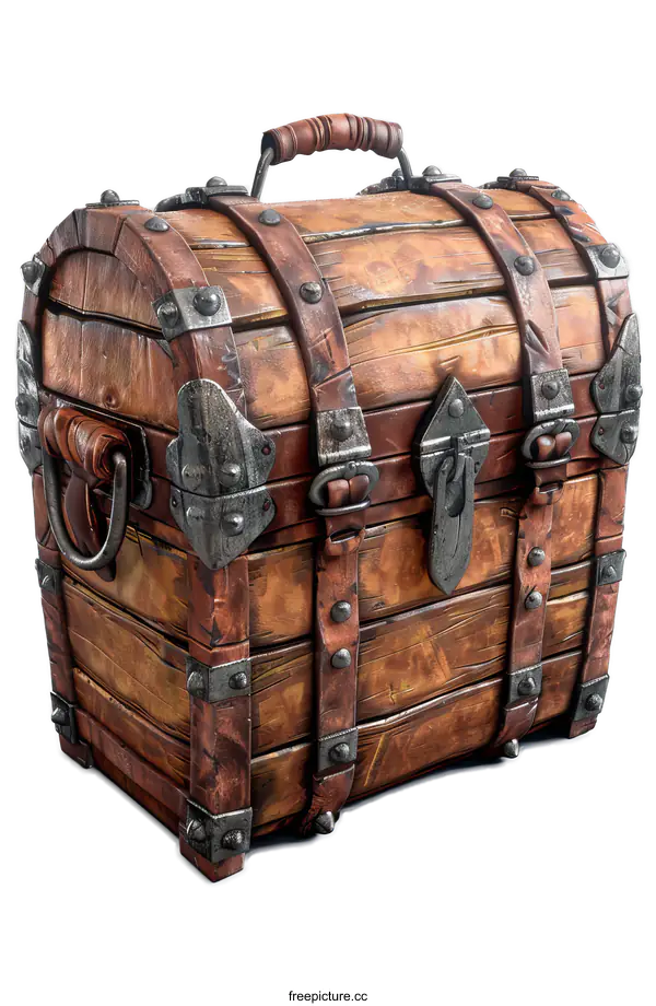 [Transparent Background PNG]Old Wooden Chest with Metal Details