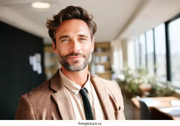 Confident Businessman in Modern Office Setting