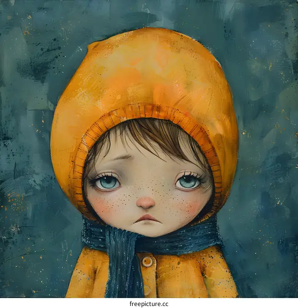 girl with yellow hat and blue scarf