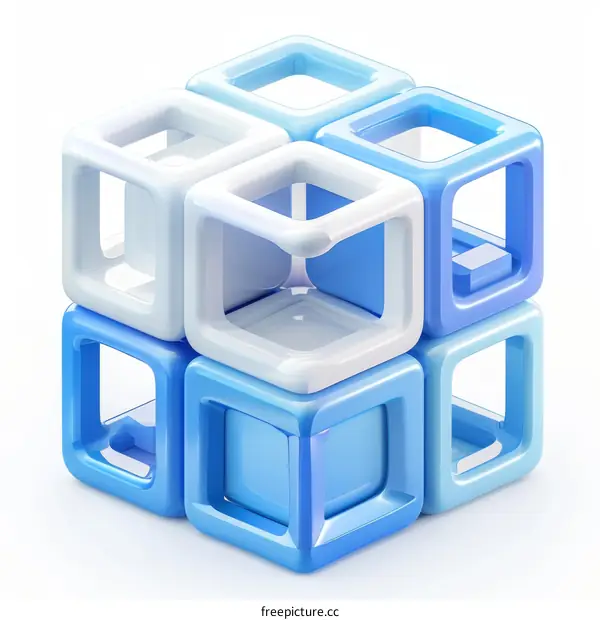 Blue and white 3D cubes