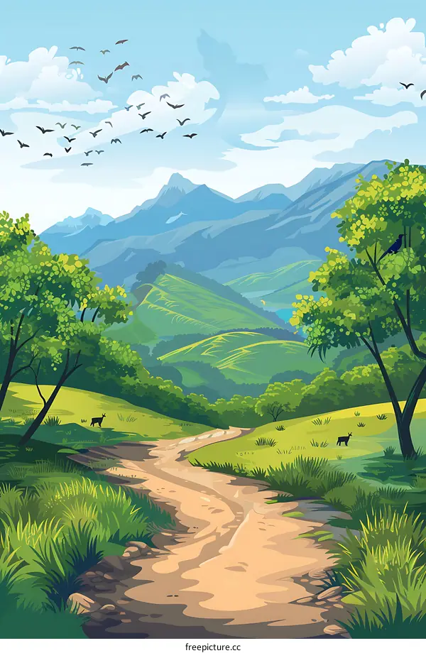 Green Hills Pathway Nature Landscape