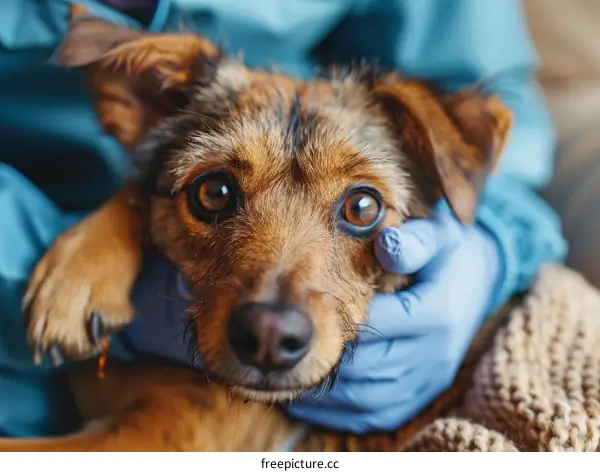 Veterinarian Examining a Dog's Eye