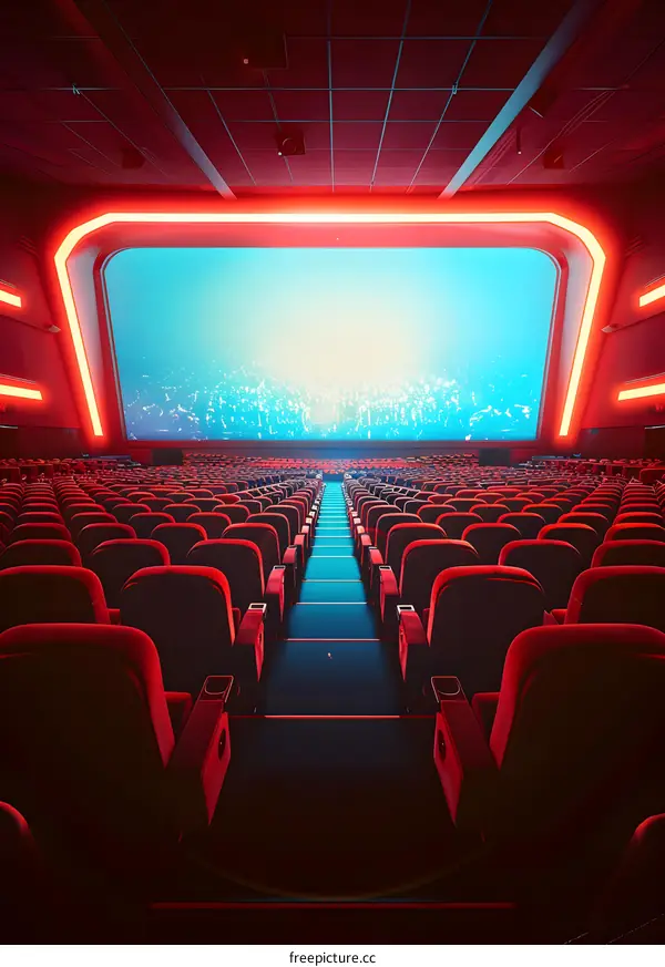 Empty Cinema Seats in Front of Big Screen