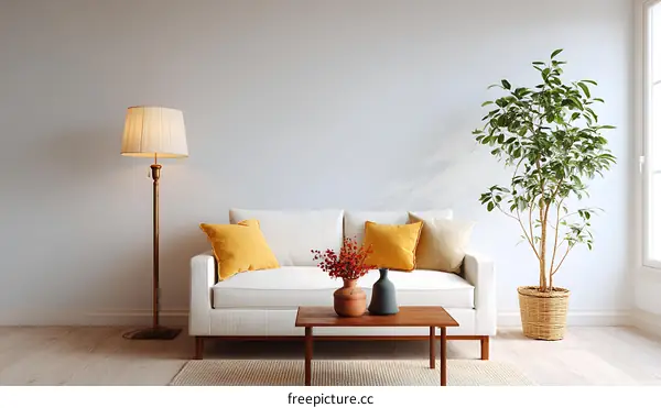 Modern minimalist living room interior design illustration