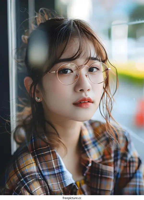 Portrait of Asian Woman with Glasses