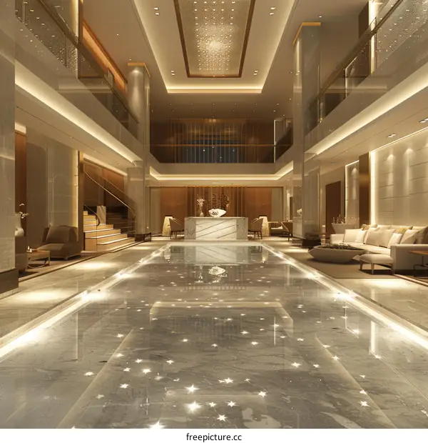 Luxury Hotel Lobby with Starry Floor