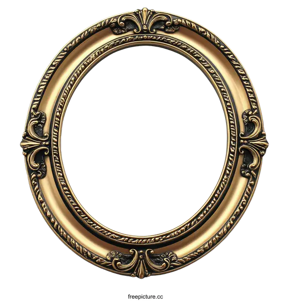 [Transparent Background PNG]Vintage Gold Oval Picture Frame