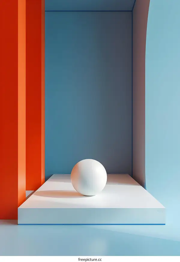 3d sphere on podium in minimal scene