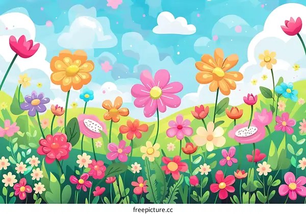 Colorful Flower Garden Illustration