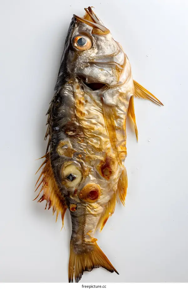 Grilled Fish on White Background