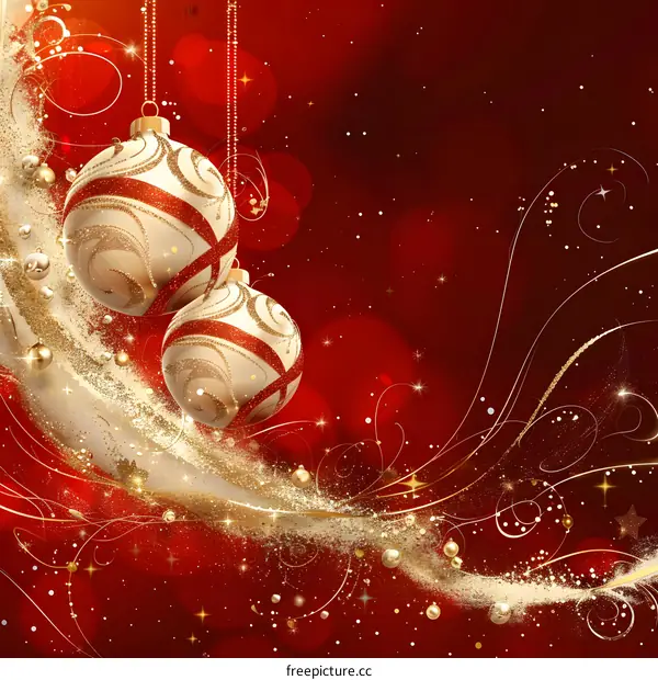 Christmas Ornament With Golden And Red Background
