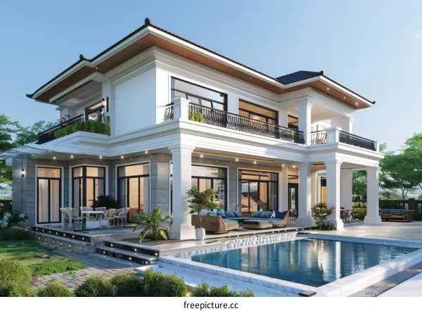 Luxury Villa Exterior Design Illustration