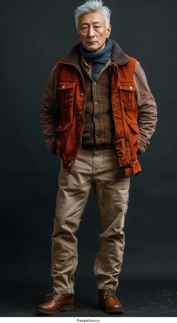 portrait of a handsome elderly Asian man