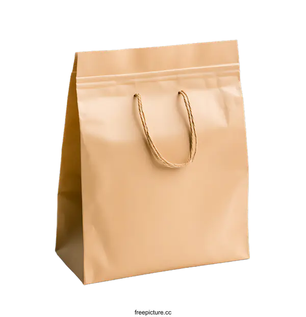 [Transparent Background PNG]Brown Paper Shopping Bag with Twisted Handles
