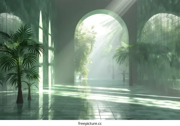 Green Tropical Archway Walkway