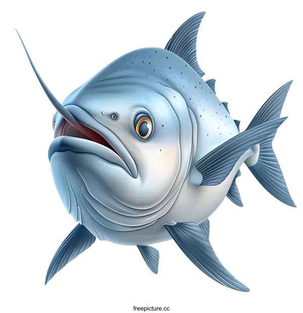 [Transparent Background PNG]Big Fish Illustration with Open Mouth
