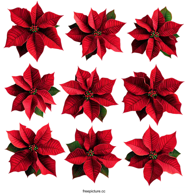 [Transparent Background PNG]Beautiful Red Poinsettia Flowers Arrangement
