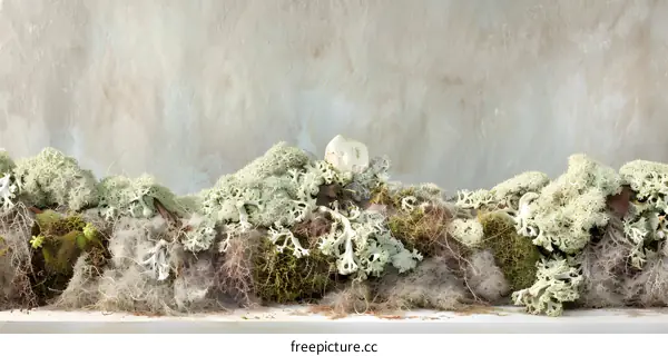 Close Up of Light Green and Gray Moss