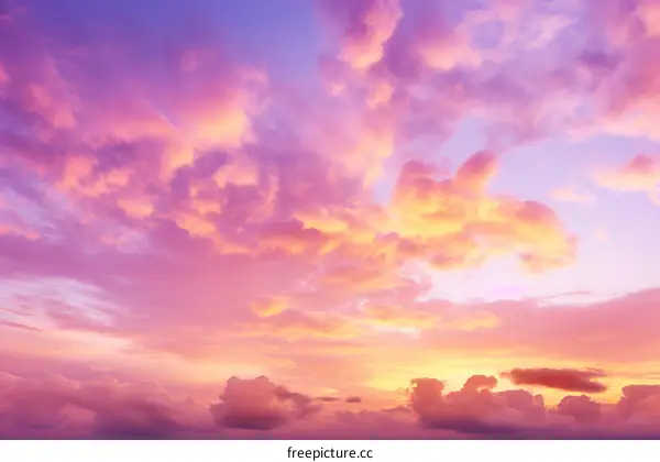 A Vivid Sunset Sky with Pink and Yellow Clouds