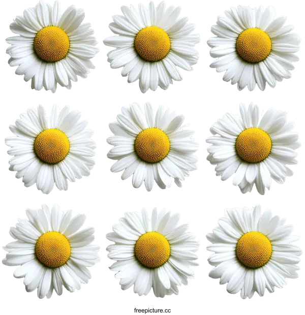 [Transparent Background PNG]Beautiful Daisy Flower Pattern on White Background