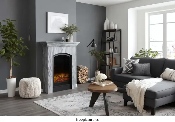Modern Living Room with Electric Fireplace