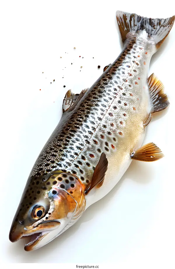 Fresh Trout Fish on White Background