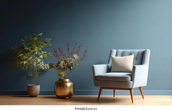 Modern Living Room with Plants and Armchair